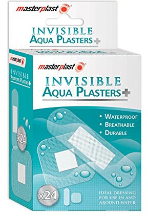 Masterplast Invisible Assorted Aqua Plasters, Flexible, Durable, (Pack Of 24), Clear