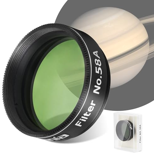 Astromania Telescope Filter, 1.25 Inches Planetary Filter for Astronomy Telescope Eyepiece, Color Filter for Enhancing Contrast in Lunar Planetary Observation - #58A Dark Green