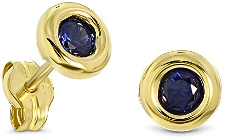 Miore Ohrringe Damen Gelbgold 9 Karat / 375 Gold Ohrstecker Solitär Saphir