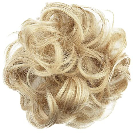 CAISHA Haarteil Haargummi Hochsteckfrisuren Brautfrisuren Voluminös Gelockt Unordentlich Dutt Kunstfaser DM15cm Blond Mix G28A