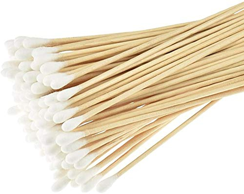 4 confezioni di tamponi di cotone, (totale 400 pezzi), tamponi lunghi con manico in legno, per la pulizia di cosmetici, a punta singola, per la rimozione del trucco e la cura delle ferite