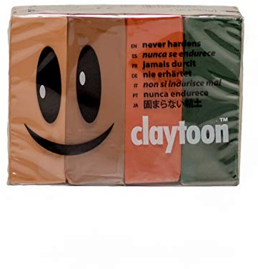 Van Aken International β Claytoon β Non-Hardening Modeling Clay β VA18165 β Earth β Beige, Brown, Terra Cotta, Dark Green β 1 Pound Set (4-1/4 Pound Bars) β claymation, Gluten-Free, Non-Toxic