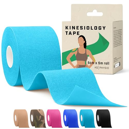 KG Physio Kinesiology Tape for Sports Support - Waterproof Sports Tape [5m] | Includes 1 uncut 5m kinesiology tape roll with strong adhesive for sport, fitness, physio and everyday movement.