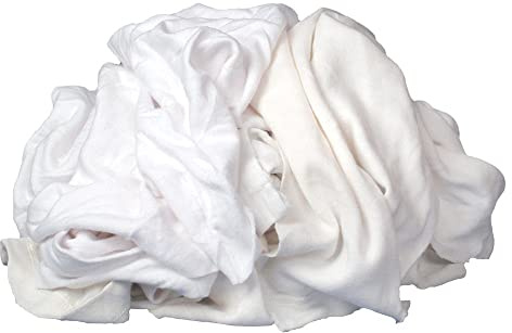 Buffalo Industries (10524) Absorbent White Recycled T-Shirt Cloth Rags - 25 lb. box - For All-purpose Wiping, Cleaning, and Polishing - Made from 100% Recycled Materials