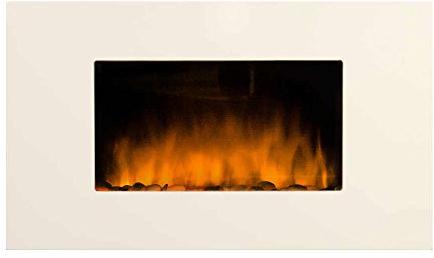 CHEMIN'ARTE Chimenea eléctrica de pared con calefacción White Loft, Efecto de Llama LEDs- Chimenea decorativa bajo consumo - Mando a distancia