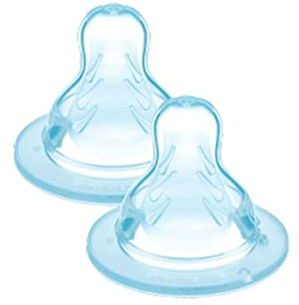 MAM Anti-Tropf-Sauger (2er Set), flacher und symmetrischer MAM Sauger aus weichem SkinSoft Silikon, Set mit 2 Zubehörteilen für Neugeborene ab 4 Monaten zum Stillen mit Muttermilch und Milchpulver