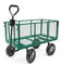 Carro de jardín de 4 ruedas 300 Kg - Volquete XXL 200 L - Carro de acero plegable - Plataforma de transporte - Carro remolque con enganche para tractor cortacésped - Neumáticos hinchables 27 cm