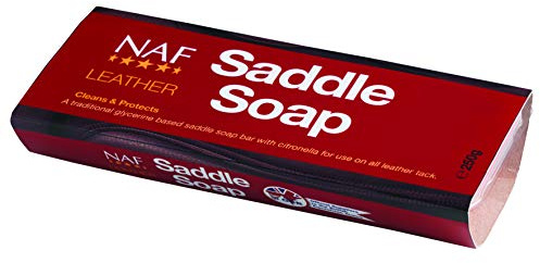 NAF lädersadeltvål 250 g – traditionell glycerinbaserad tvål för sadlar och häftstift – rengör, villkor och skyddar läder – mjuk pasta-formel för daglig användning