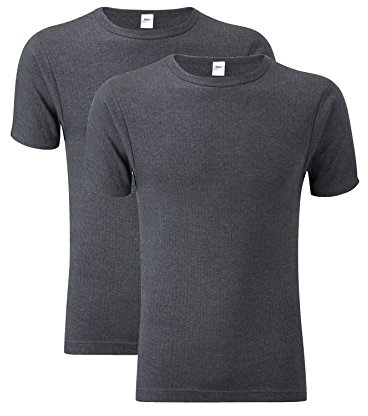 Heatwave® Pack of 2 Men's Thermal T Shirt, Warm Underwear Baselayer Thermals, X Large Charcoal