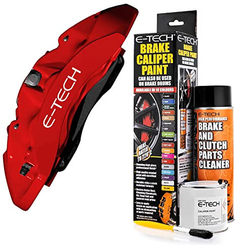 E-TECH Red Brake Caliper/Drum Paint - EBCP-R - Complete Kit inc Paint/Cleaner & Brush