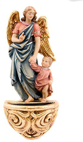Holyart Acquasantiera Angelo Custode Legno Acero