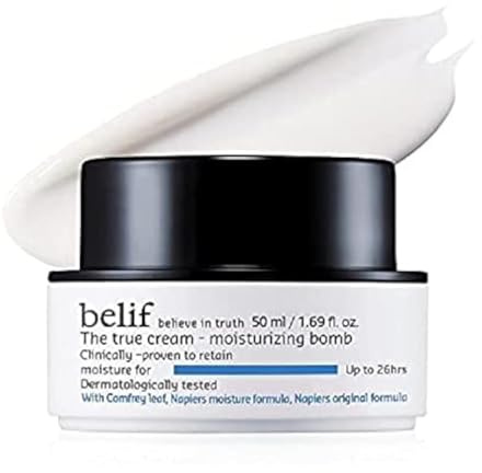 belif True Cream Moisturizing Bomb 50ml, Langanhaltende Gesichtscreme, Kräutermischung, Glättende Leichte Hydratation Feuchtigkeitscreme, Trockene Fettige Haut, Tagescreme Gesichtspflege, Koreanische