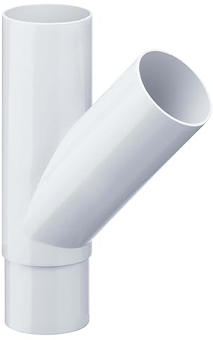 INEFA Tubo di derivazione a 45 gradi Plastica, diramazione tubi, accessori per grondaie per casette da giardino 75/50mm bianco