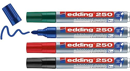 edding 4-250-4 Whiteboardmarker Schwarz, Blau, Rot, Grün 1 Set