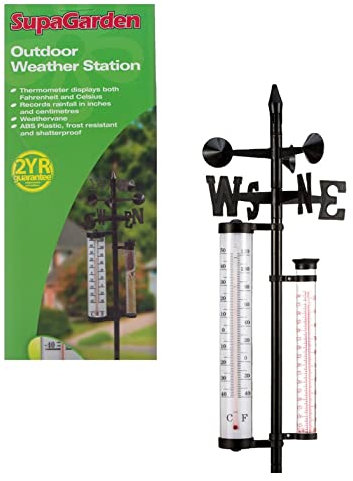 SupaGarden Outdoor Weather Station/Thermometer - Weather Vane and Rain Collector