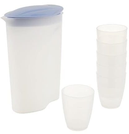 Bama Folia 6 Bicchieri 280 CC e 2 litro brocca Set, Multicolore, 19.5 x 10 x 26 cm