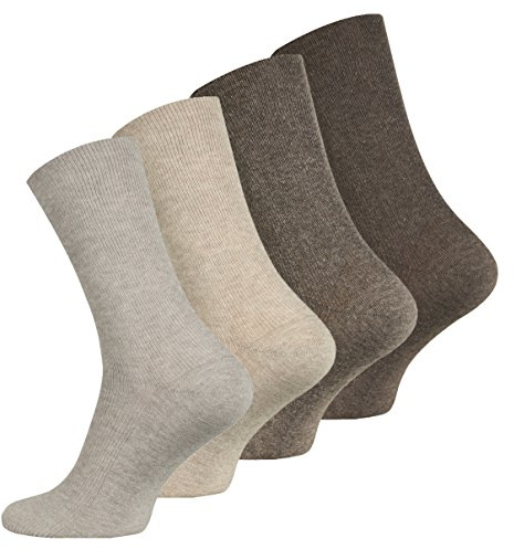VCA Lot de 8 paires de chaussettes sans élastique - coton - pointe remaillée main - diabétique (39/42, Beige/Marron)