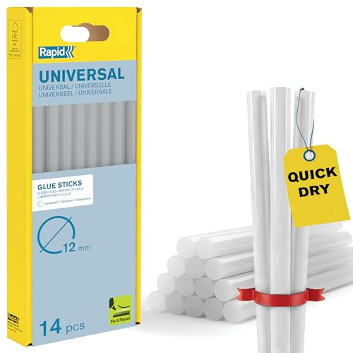 Rapid Confezione da 14 Stick di Colla Universali, Diametro 12 mm x 190 mm, Colore Trasparente, Contiene Alti Livelli di Resina, Senza Solventi, Incollaggio Rapido (40107362)