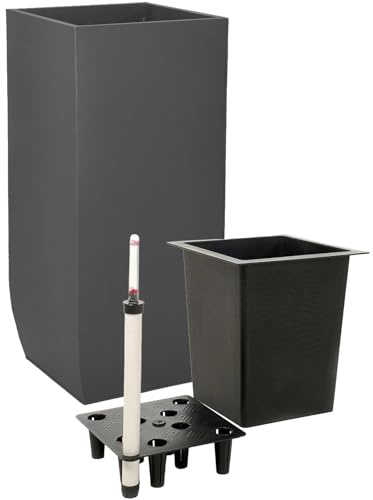VIVANNO Pflanzkübel Linea 90cm Anthrazit Zink inkl. Bewässerungssystem Blumentopf