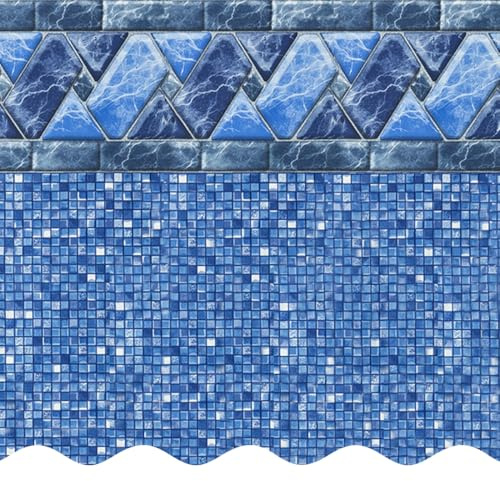 Smartline 15 ft x 30 ft Oval Swimming Pool Liner | Stone Harbor | Unibead Style | 48 Inch Wall Height | 25 Gauge Heavy Duty Virgin Vinyl | Designed for Steel Sided Above Ground Pools
