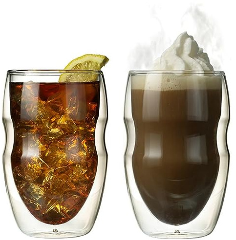 Ozeri Serafino Double Wall 0.35 L / 12 oz Beverage & Thermo Insulated Coffee Glasses, Set of 2