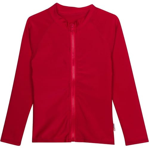 SwimZip UPF 50+ Long Sleeve Rash Guard for Boys and Girls - Baby, Toddler, Kids Red