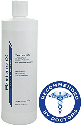 BerbereX Antimicrobial Wound Cleanser for Cuts, Scrapes, Burns, Incisions, Wounds, Wound Care, First Aid Antiseptic Spray, Pressure Sores, Bed Sores, Diabetic Ulcers, Skin Wash and Rinse - 16 oz.