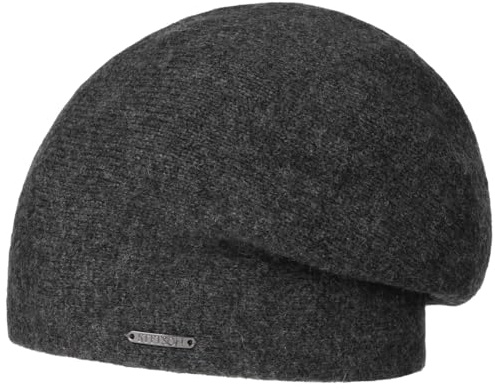 Stetson Shirley Kaschmir Strickmütze Oversize-Baske Unifarben Damen Herren Herbst Winter anthrazit One Size