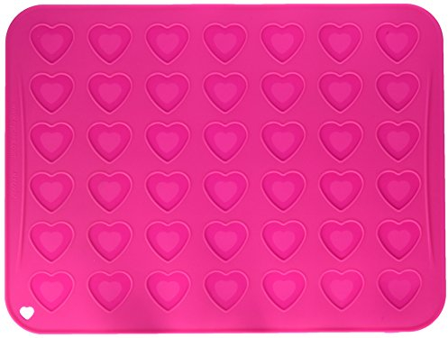 NY Cake Tappetino da forno a forma di cuore per macaron, rosa, 42 cavità