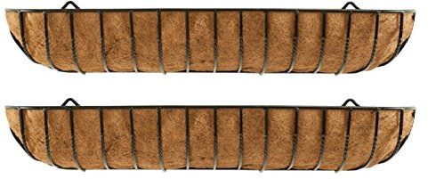 Selections Garden Black Metal Wall Basket Manger Trough Planters (120cm) - Pack of 2