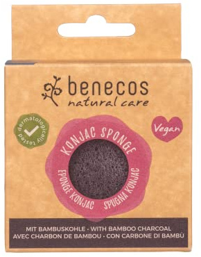 Benecos Natural Care Eponge Konjac au Charbon de Bambou Peaux à Tendance Grasse