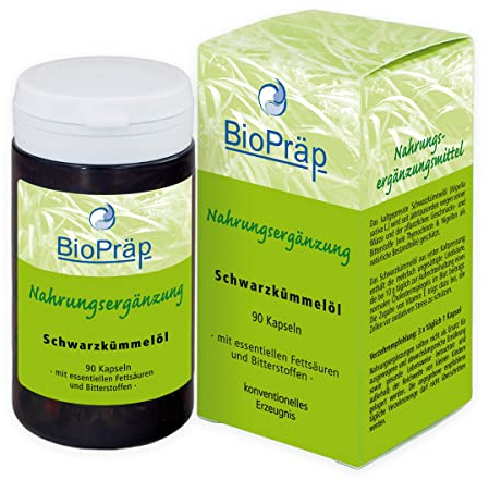BioPräp Schwarzkümmelöl Kapseln | 90 Kapseln | produziert in Deutschland | zertifizierte Produktion