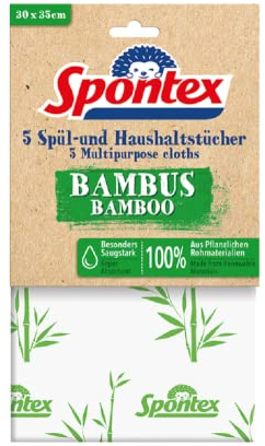 Spontex Lot de 5 chiffons de lavage et de nettoyage en bambou