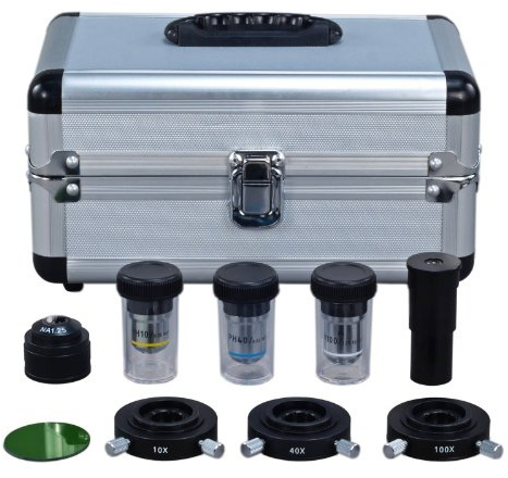 OMAX Interchangable Phase Contrast Kit with Three Phase Contrast Objectives (10X, 40X, 100X)