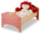 Dida - Puppenbett Aus Holz Mit Matratze Und Kopfkissen + Bettlaken Für Puppen Bis 50 cm Grösse - Dekoration: Rosa. Ideal Für Die Puppenecke Im Kindergarten Und In Der Kinderkrippe