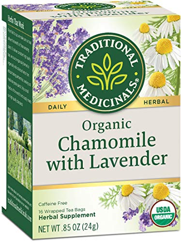 Traditional Medicinals Organic Chamomile with Lavender Herbal Tea (Pack of 1), Calms the Nervous System, 16 Tea Bags