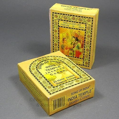 Song of India - India Temple Incense Cones (2 Pack). 25 Cones in Each Package = 50 Cones Total.