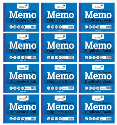 Silvine Carbonless Duplicate Memo Book - Numbered 1-100 with index sheet (102 x 127mm) [Pack of 12]