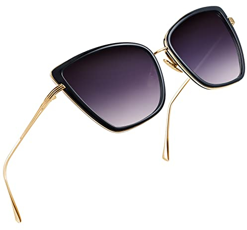 Joopin Übergroße Katzenaugen Sonnenbrille Damen Schwarz Elegant und Große Cateye Sonnenbrille XXL Vintage 90er Brille Katzenaugen UV400 (Schwarz)