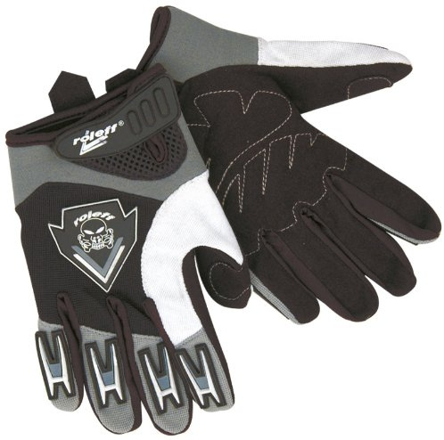 Roleff Racewear Motocross Handschuhe für Kinder, Schwarz/Silber, S