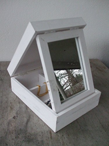 Deko-Impression Charmante Schmuckbox, Schmuckkästchen, Spiegel, Holz, Weiss