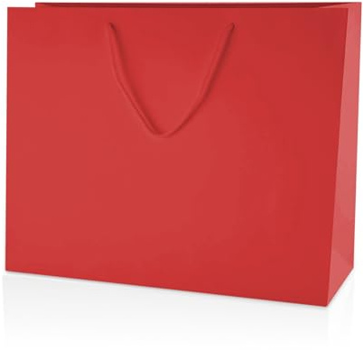 Thepaperbagstore 10 Sacchetti Regalo di Carta, di Lusso con Finitura Opaca e Manici di Corda (Rosso - Large 400x130x300mm)