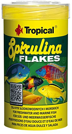 SPIRULINA Flakes 100ml / 20g - Nourriture avec spiruline pour Poissons d'eau Douce et d’Eau de mer