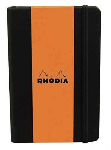 RHODIA 118079C - Carnet Rigide Webnotebook noir - A6 - Uni - 192 pages - Papier Clairefontaine Ivoire 90 g/m² - Marque-Page, Fermeture Élastique - Couverture Simili Cuir