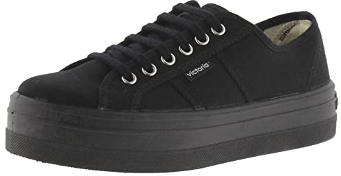 victoria Zapatillas Barcelona Lona Negro Monocromo & Plataforma 109201 para Mujer Negro 39