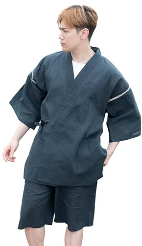Edoten Men's Japan Kimono Jimbei SIJIRAORI 100% Cotton 705N XXL