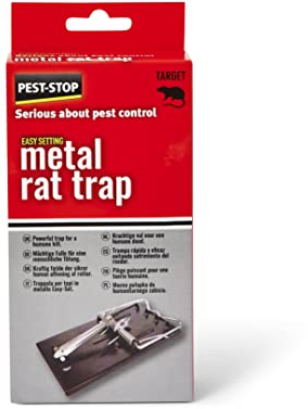 Pest-Stop Easy Setting Metal Rat Trap - Traps for Indoor and Outdoor - Durable Reusable Snap Traps for Rodent Control - Rat Traps for Home and Garden - Easy to set - Quick, Humane and Powerful