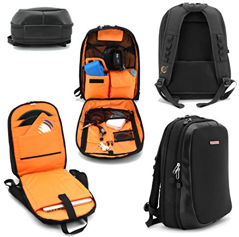 JetPack Smal ryggsäck för DVS, Mobile eller Club DJ spelset, väska bärbar dator, stativ, surfplatta, hörlurar, vinylskivor, USB-mobila enheter, nålfodral, kablar, mikrofon och mer. TSA-kompatibel (svart)