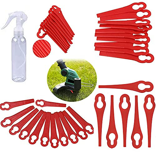 100 Stücke Rasentrimmer Messer Rot Ersatzmesser Rasentrimmer Kunststoff Rasenmäherklinge Rasentrimmer für Florabest FRTA 20 A1 Fat 18B2 Fat 18B3 Zubehör, Kleines Loch 5mm, großes Loch 10mm (83X10X5mm)