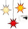 Dekohelden24 3er Set Weihnachtssterne aus Kunststoff in rot, gelb und Weiss, inkl. LED Beleuchtung und Adapter, für Innen und Außen geeignet. Maße je Stern L/B/H: 13,5 x 5,5 x 12 cm.